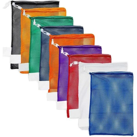 Boy Girl White Mesh Sports Equipment Bag with Strap - Picture 10 of 11